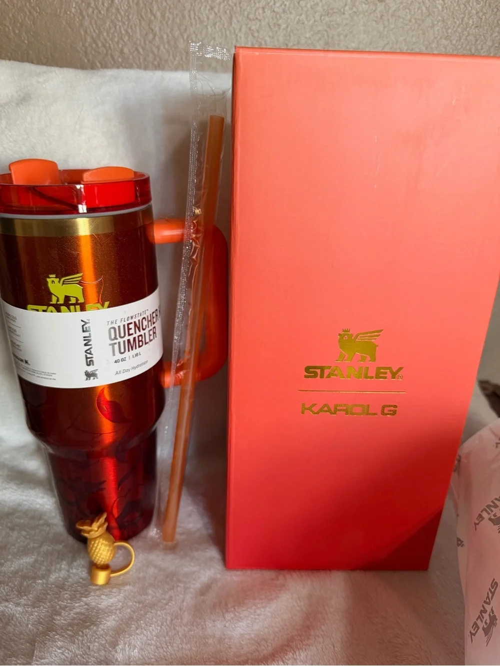 Orange Red Quencher Tumbler with Handle
